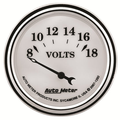 AutoMeter Gauge Voltmeter 2-1/16in. 18V Elec Old Tyme White II 1292 1292 Photo - Primary