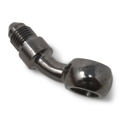Russell Fitting Banjo 10mm 3/8" Id To # 3 An Male 35 Degree Bend Black Zinc 640513 Photo - out of package