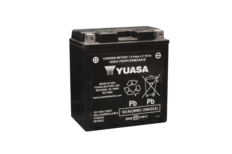 Yuasa Battery Yuasa YTX20CH Maintenance Free AGM 12 Volt Battery YUAM7220C