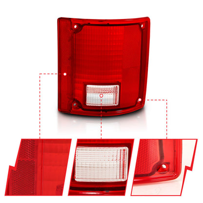 ANZO 1978-1991 Chevy Blazer Taillight Red/Clear Lens w/o Chrome Trim Fleetside (OE Replacement) 311317 311317 Photo - Unmounted