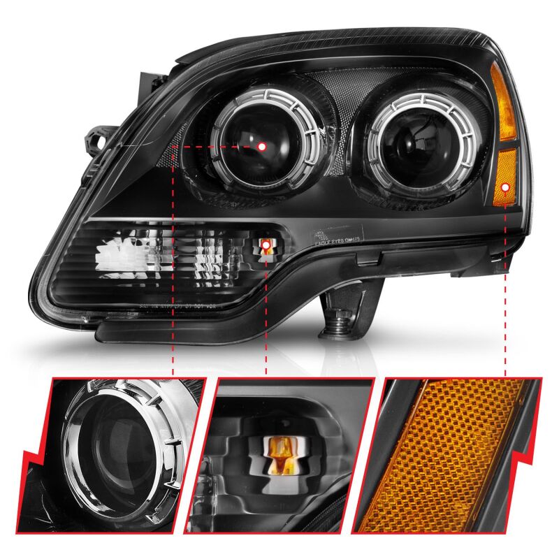 ANZO 2007-2012 GMC Acadia Projector Headlights Balck Housing 111530 111530 User 2