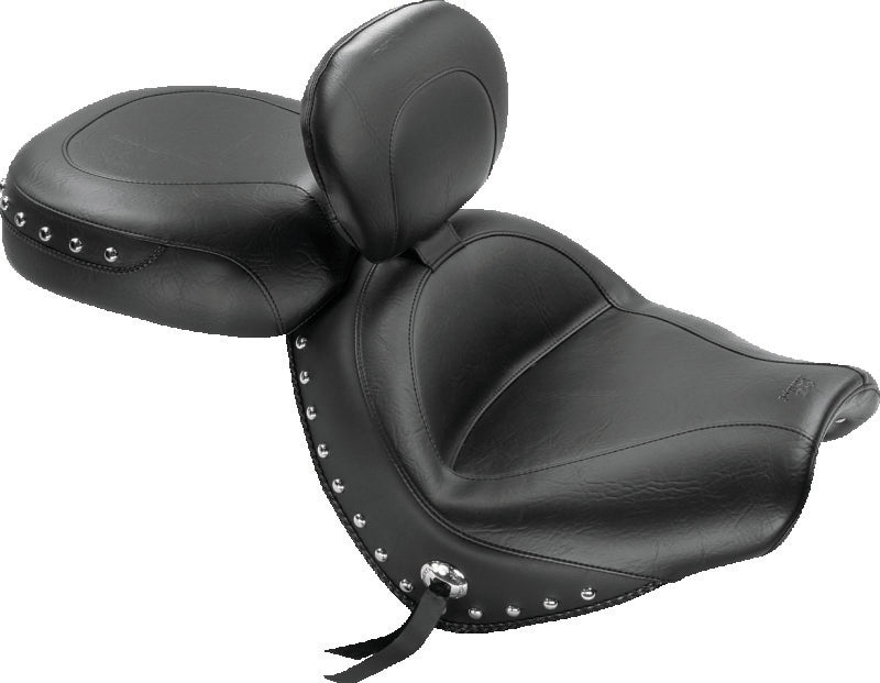 Mustang Motorcycle Mustang 04-09 Honda VTX1300C Wide Touring 2PC Seat w/Driver Backrest Studs - Black 79560 79560 Photo - Primary