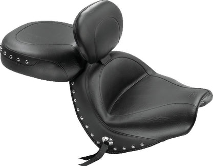 Mustang Motorcycle Mustang 04-09 Honda VTX1300C Wide Touring 2PC Seat w/Driver Backrest Studs - Black 79560 79560 Photo - Primary