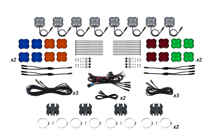 Diode Dynamics Stage Series SXS Rock Light Installer Kit - White Diffused M8 (8-pack) DD7752 DD7752 Photo - Primary