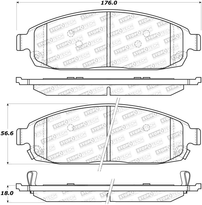 StopTech Sport Brake Pads With Shims And Hardware 309.10800 Photo - Primary