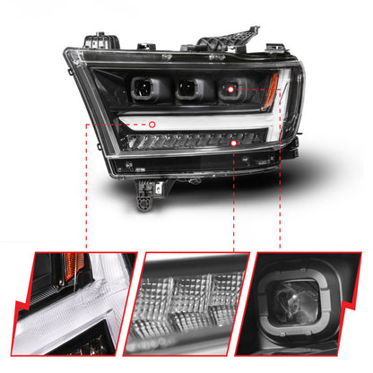 ANZO 19-24 RAM 1500 (New Body/OE Halogen) Full LED Proj Headlights DRL/SeqSig Black - Driver Side 111628A-L 111628A-L User 1