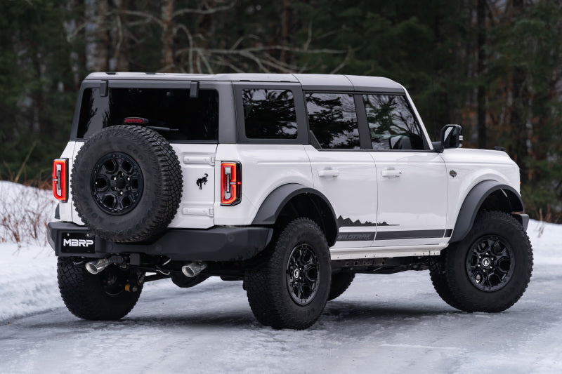 MBRP 21-22 Ford Bronco 2.3/2.7L EcoBoost 2/4-Dr 3in Catback Dual Split Rear Exit BLK AL S5241BLK S5241BLK Photo - lifestyle view