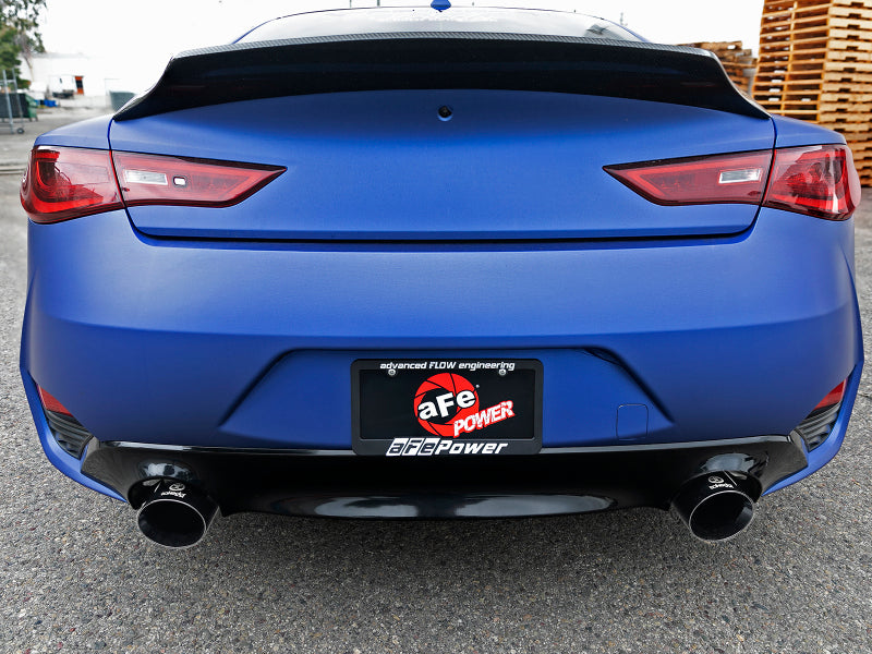 aFe POWER Takeda 2.5in 304 SS CB Exhaust w/ Black Tips 17-19 Infiniti Q60 V6-3.0L (tt) 49-36134NM-B 49-36134NM-B Photo - Mounted