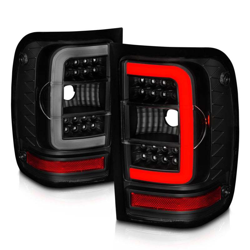 ANZO 01-11 Ford Ranger LED Taillights - Black Housing w/ Smoke Lens & Light Bar 311391 311391 Photo - Unmounted