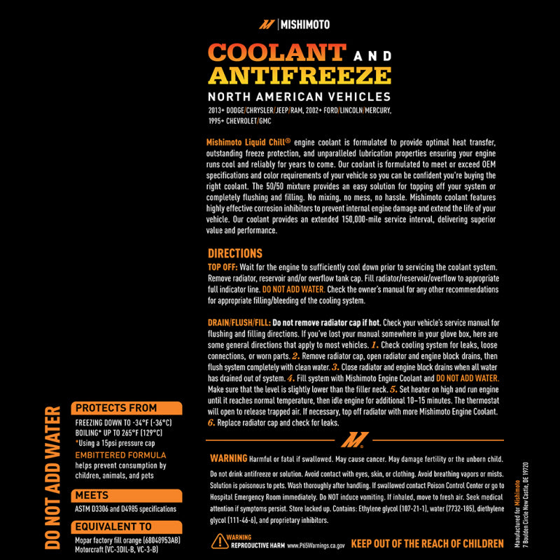 Mishimoto Liquid Chill EG Coolant, North American Vehicles, Orange MMRA-LC-EG-OR MMRA-LC-EG-OR User 1
