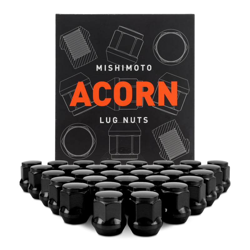 Mishimoto Steel Acorn Lug Nuts M14 x 1.5 - 32pc Set - Black MMLG-AC1415-32BK