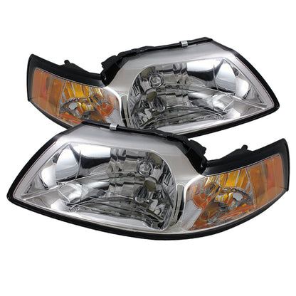 SPYDER Xtune Ford MUStang 99-04 Amber Crystal Headlights Chrome HD-JH-FM99-AM-C 5064493 5064493 Photo - Primary