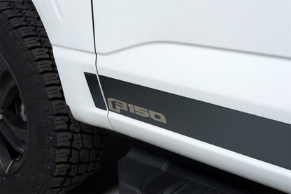Putco 2021 Ford F-150 Reg Cab 8ft Long Box Ford Licensed Blk Platinum Rocker Panels (4.25in 10pc) 9751470BPFD 9751470BPFD Photo - Primary