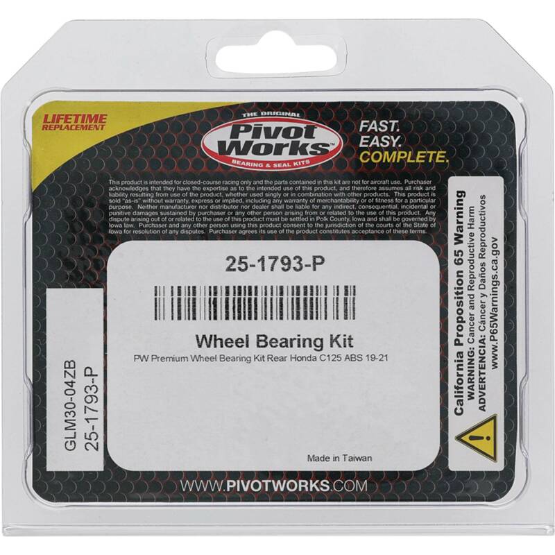 Pivot Works Honda Wheel Bearing Kit Premium Bearings 25-1793-P 25-1793-P Photo - Primary