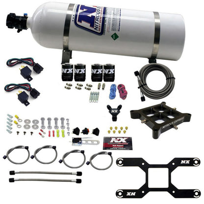 Nitrous Express 4150 Dual Stage Billet Crossbar Nitrous Kit (50-300 & 100-500HP) w/15lb Bottle 66042-15 66042-15 Photo - Primary