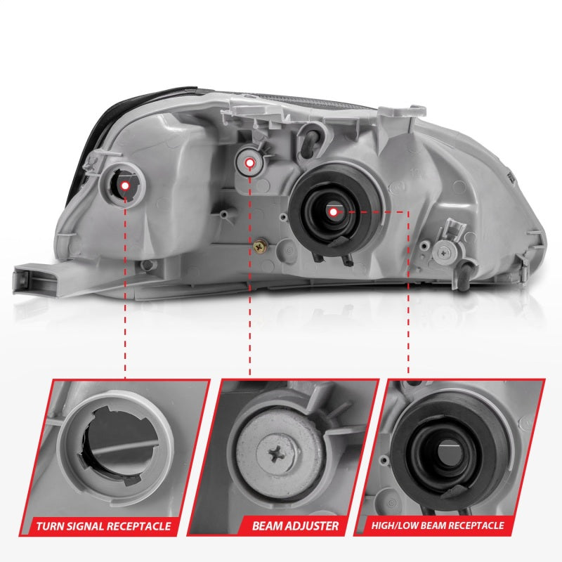 Anzo 1999-2000 Honda Civic Crystal Headlights Black 121070 Photo - Unmounted
