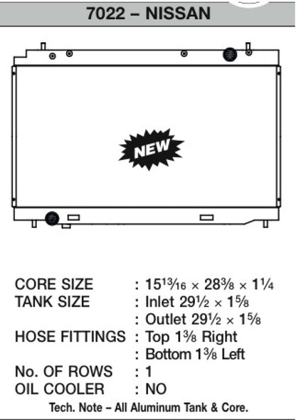 CSF 07-08 Nissan 350Z Radiator 7022 7022 Technical Drawing