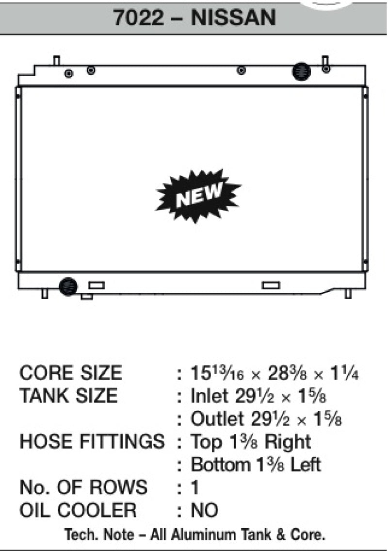CSF 07-08 Nissan 350Z Radiator 7022 7022 Technical Drawing