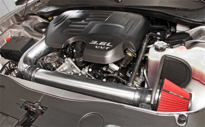 Spectre 11-17 Challenger/Charger 3.6L Air Intake Kit - Polished w/Red Filter 9028 9028 Photo - Mounted