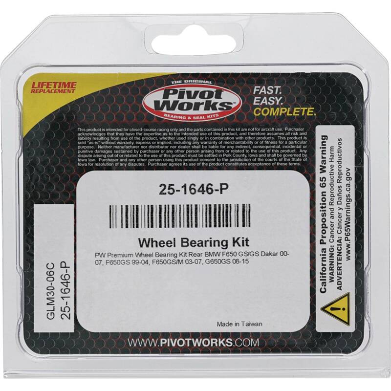 Pivot Works BMW Wheel Bearing Kit Premium Bearings 25-1646-P 25-1646-P Photo - Primary