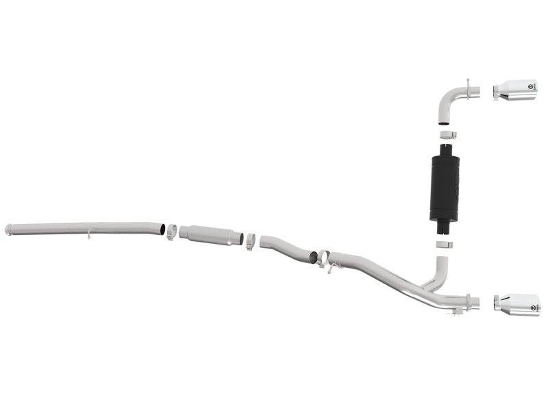 aFe Takeda 3in 304 SS Cat-Back Exhaust w/ Polished Tip 16-18 Ford 49-33103-P Photo - Unmounted