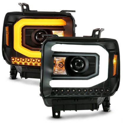 ANZO 2014-2015 Gmc Sierra 1500 Projector Headlight Plank Style Black w/ Switchback (Halogen Type) 111487 111487 Photo - Unmounted