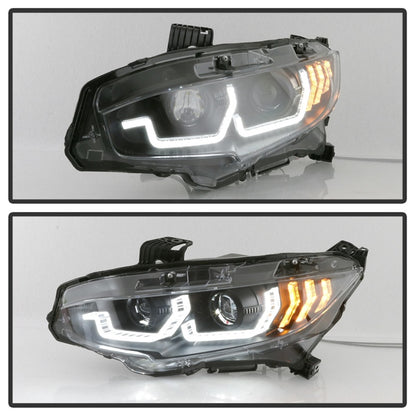 Spyder 16-18 Honda Civic 4Dr w/LED Seq Turn Sig Lights Proj Headlight - Black - PRO-YD-HC16-SEQ-BK 5086099 5086099 Photo - Unmounted