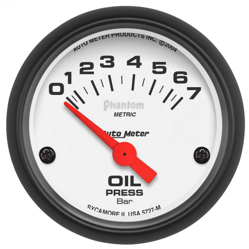 Autometer Gauge, Oil Pressure, 2 1/16", 7BAR, Electric, Phantom 5727-M Photo - Primary