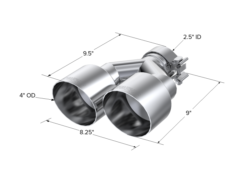 MBRP Universal T304 SS Dual Tip 4in OD/2.5in Inlet T5177 T5177 Photo - Close Up