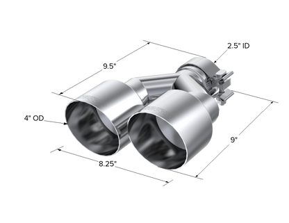 MBRP Universal T304 SS Dual Tip 4in OD/2.5in Inlet T5177 T5177 Photo - Close Up