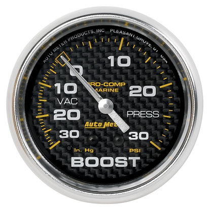 Autometer Marine Carbon Fiber Gauge 2-5/8in Mechanical Vacuum/Boost Gauge 30INHG-30PSI 200775-40 200775-40 Photo - Primary