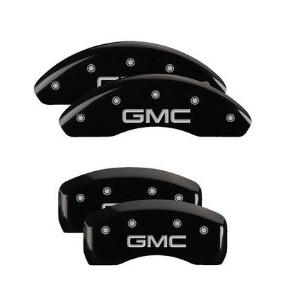 MGP 4 Caliper Covers Engraved Front & Rear GMC Black finish silver ch 34002SGMCBK 34002SGMCBK Photo - Primary