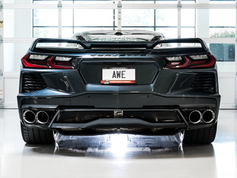 AWE Tuning 2020 Chevrolet Corvette (C8) Track Edition Exhaust - Quad Chrome Silver Tips 3020-42080 3020-42080 Photo - Mounted