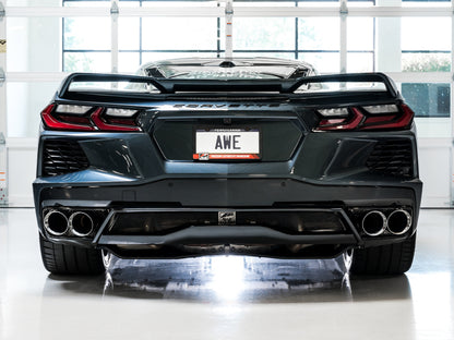 AWE Tuning 2020 Chevrolet Corvette (C8) Track Edition Exhaust - Quad Chrome Silver Tips 3020-42080 3020-42080 Photo - Mounted