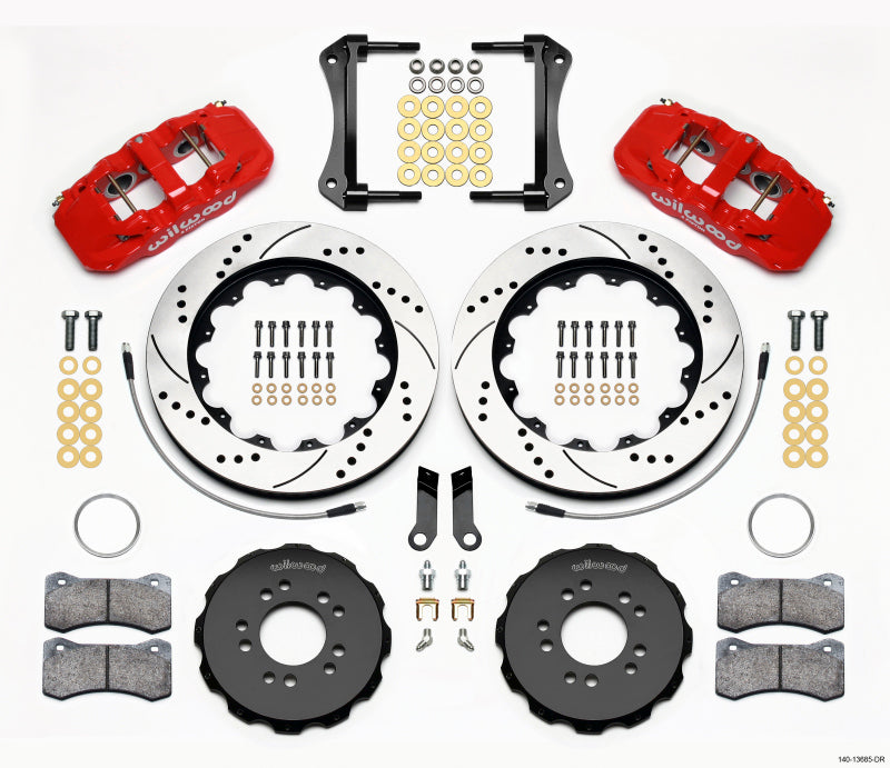 Wilwood AERO6 Front Hat Kit 14.00 Drilled Red 2005-2014 Mustang w/ BMR Suspn. w/Lines 140-13685-DR 140-13685-DR Photo - Primary