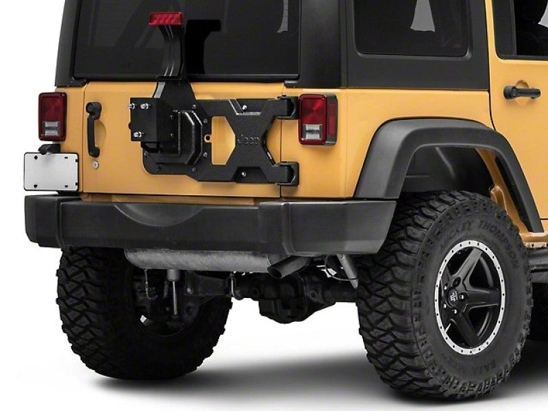 Officially Licensed Jeep 07-18 Jeep Wrangler JK HD Tire Carrier w/ Mount and Jeep Logo oljJ157736