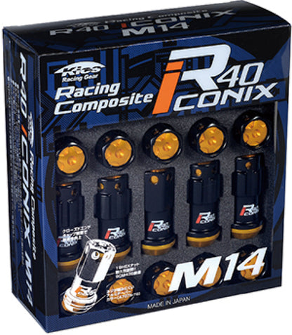 Project Kics 14X1.25 Iconix R40 Lug Nuts - Black w/ Gold Caps - 16+4 WRIA15KA WRIA15KA User 1