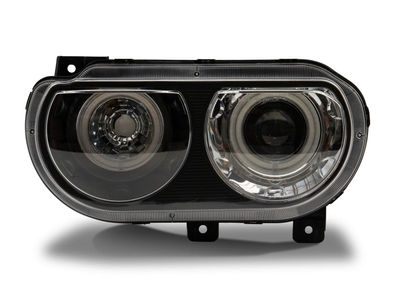 Raxiom 08-14 Dodge Challenger Dual LED Halo Projector Headlights- Black Housing (Clear Lens) CH3684 CH3684 Photo - Close Up