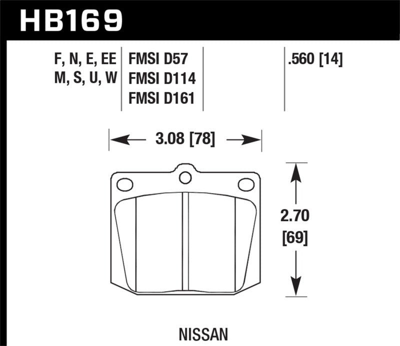 Hawk Black Brake Pads Front Nissan 240Z Base 1970-1973 HB169M.560 Photo - Primary