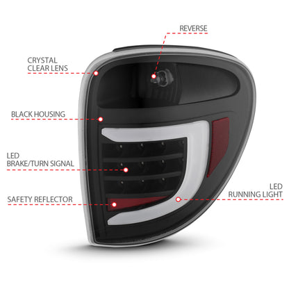 ANZO 2004-2007 Dodge  Grand Caravan LED Tail Lights w/ Light Bar Black Housing Clear Lens 311365 311365 User 3