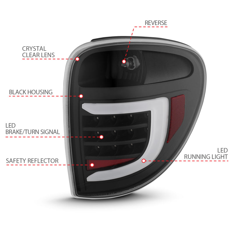 ANZO 2004-2007 Dodge  Grand Caravan LED Tail Lights w/ Light Bar Black Housing Clear Lens 311365 311365 User 3