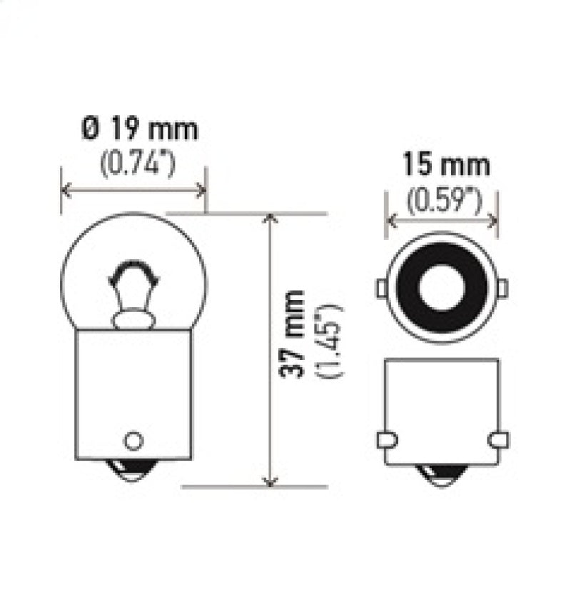 Hella Bulb 5008 12V 10W Ba15S B6 Sb 5008SB 5008SB Technical Drawing