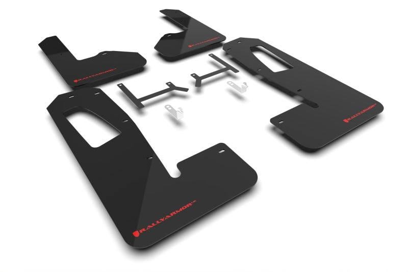 Rally Armor 2022+ Rivian R1S Black UR Mud Flap w/ Red Logo MF108-UR-BLK-RD MF108-UR-BLK-RD Photo - Primary