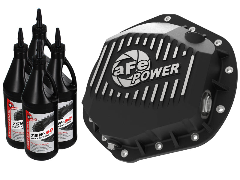 aFe Pro Series Rear Differential Cover Black w/ Machined Fins & Gear Oil 46-70392-WL Photo - Primary