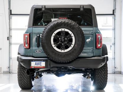 AWE Tuning 2021+ Ford Bronco 0FG Single Rear Exit Exhaust w/Diamond Black Tip & Bash Guard 3015-23789 3015-23789 Photo - Mounted