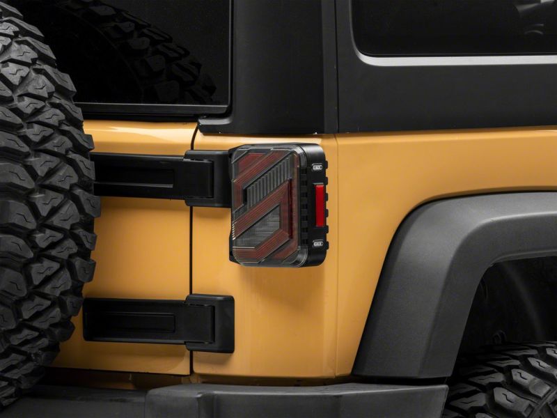 Raxiom 07-18 Jeep Wrangler JK Axial Series Trident LED Tail Lights- Blk Housing (Clear Lens) J173719 J173719 Photo - Close Up
