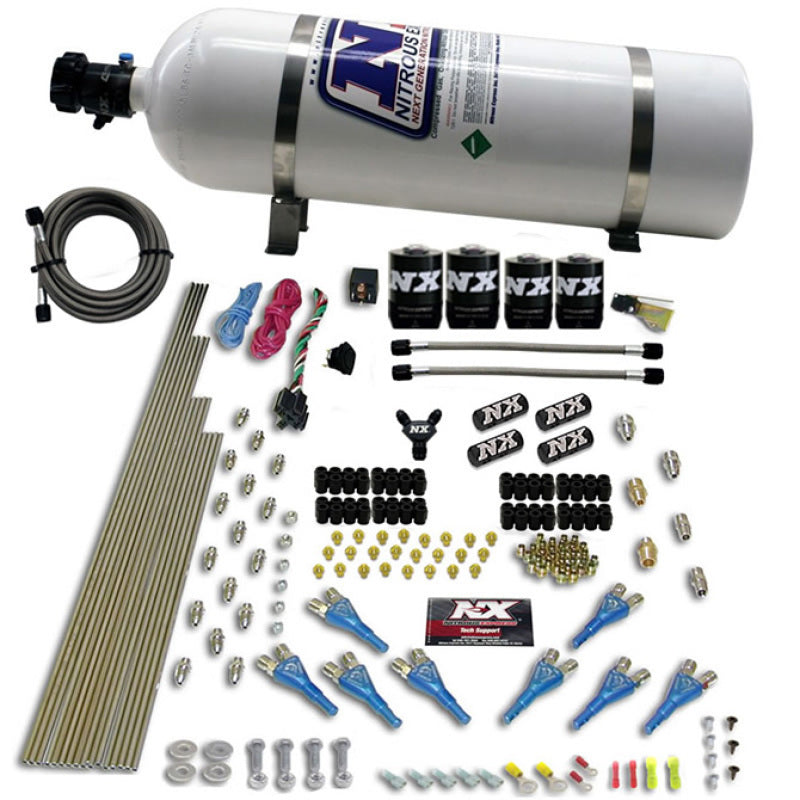 Nitrous Express 8 Cyl Shark Direct Port 4 Solenoids Nitrous Kit (200-600HP) w/15lb Bottle 90506-15 90506-15 Photo - Primary