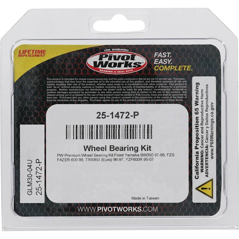 Pivot Works Yamaha Wheel Bearing Kit Premium Bearings 25-1472-P 25-1472-P Photo - Primary