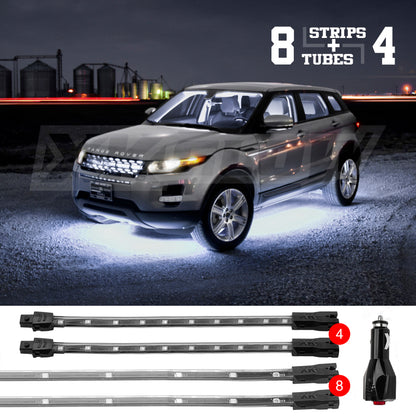 XKGLOW XK Glow Strip Single Color Underglow LED Accent Light Car/Truck Kit White - 8x24In Tube + 4x8In XK041005-W XK041005-W User 1