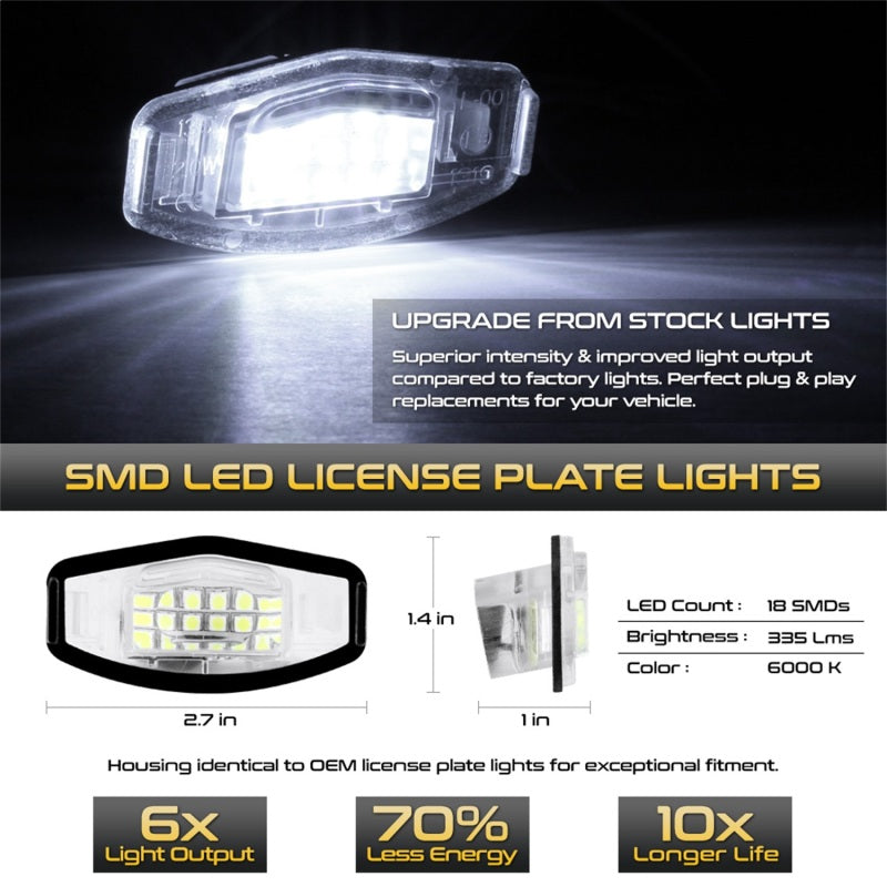 SPYDER Xtune 01-15 Honda Civic LED License Plate Bulb Assembly White 5500K LAC-LP-HA03 - Pair 9044991 9044991 Photo - Unmounted